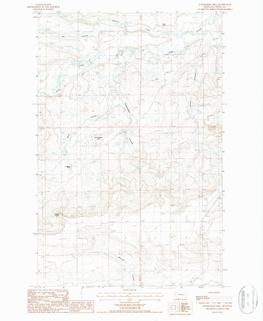 Classic USGS Nunemaker Hill Montana 7.5'x7.5' Topo Map Image