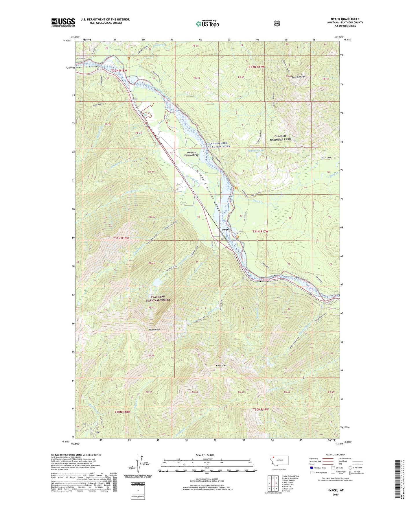 Nyack Montana US Topo Map Image