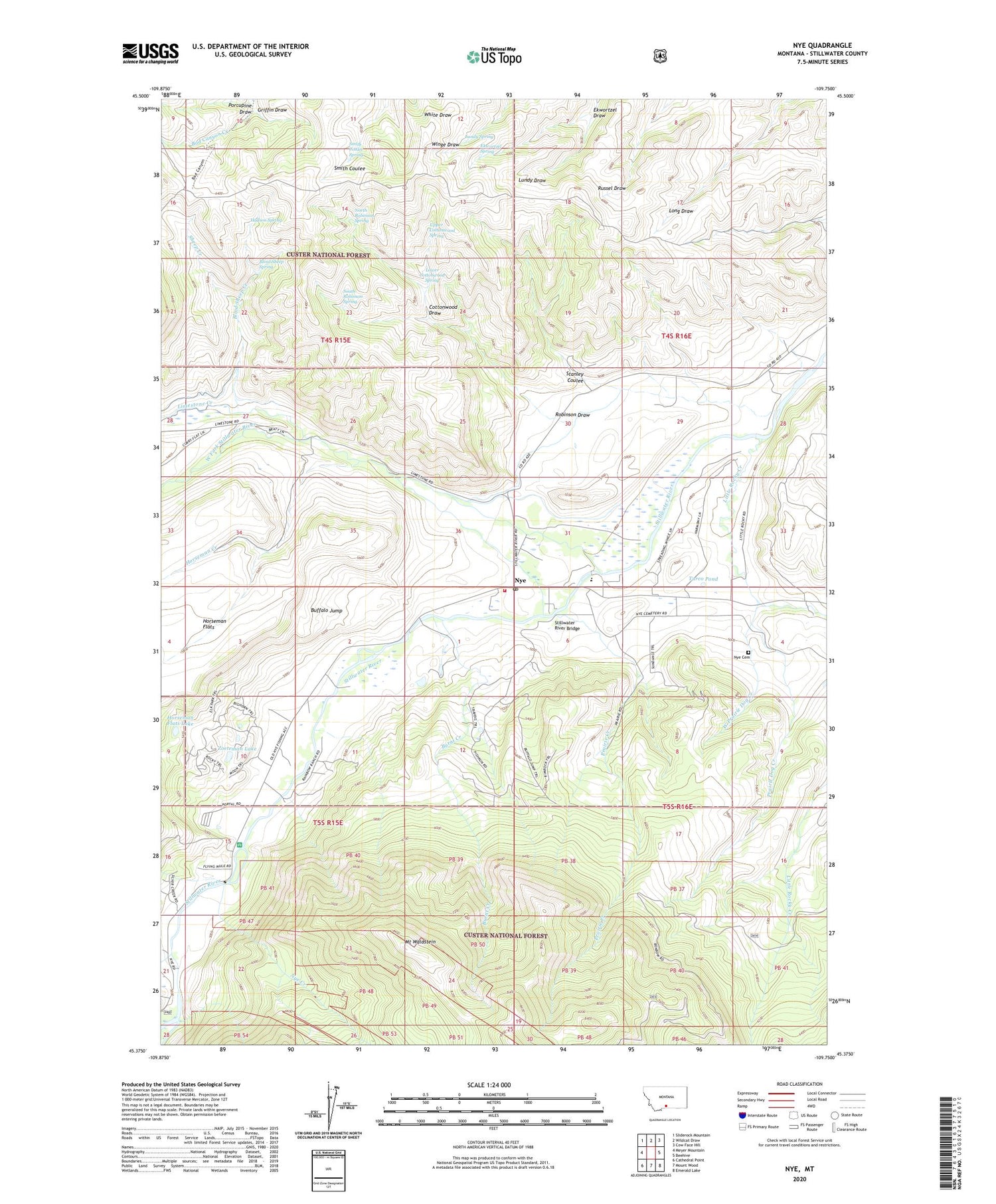 Nye Montana US Topo Map Image