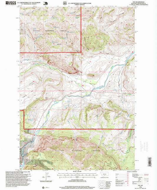 Classic USGS Nye Montana 7.5'x7.5' Topo Map Image