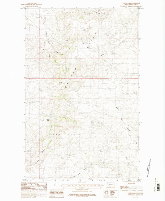 Classic USGS O'Juel Lake Montana 7.5'x7.5' Topo Map Image