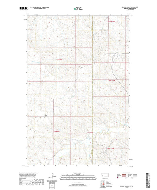 Odland Dam NE Montana US Topo Map Image