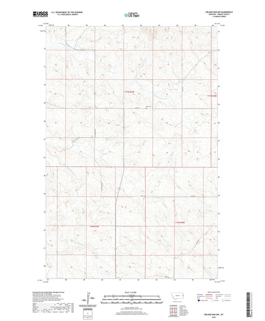 Odland Dam NW Montana US Topo Map Image
