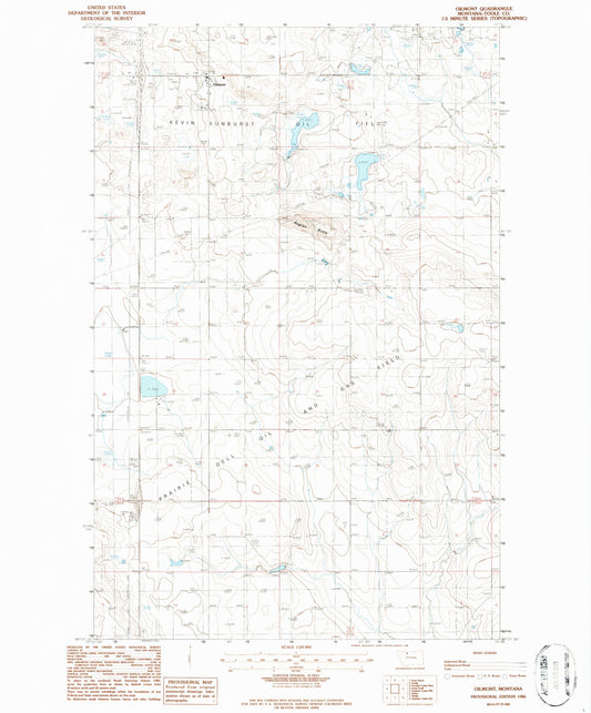 Classic USGS Oilmont Montana 7.5'x7.5' Topo Map Image