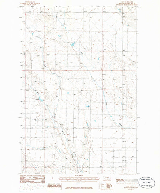 Classic USGS Oka Montana 7.5'x7.5' Topo Map Image