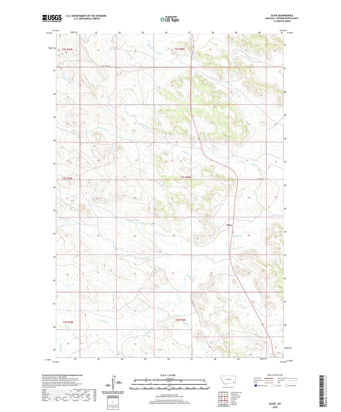 Olive Montana US Topo Map Image