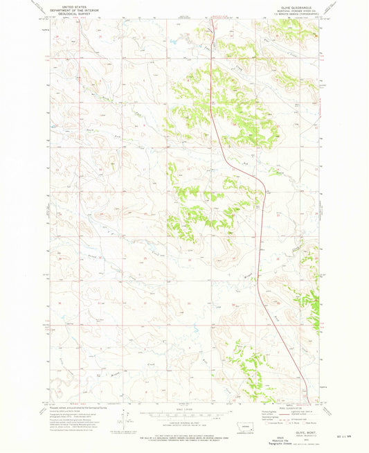 Classic USGS Olive Montana 7.5'x7.5' Topo Map Image