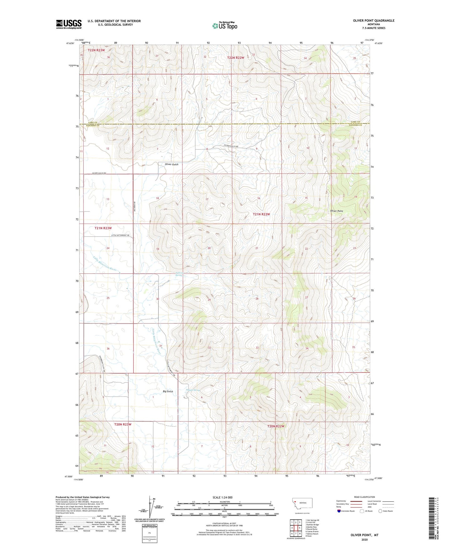 Oliver Point Montana US Topo Map Image