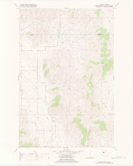 Classic USGS Oliver Point Montana 7.5'x7.5' Topo Map Image