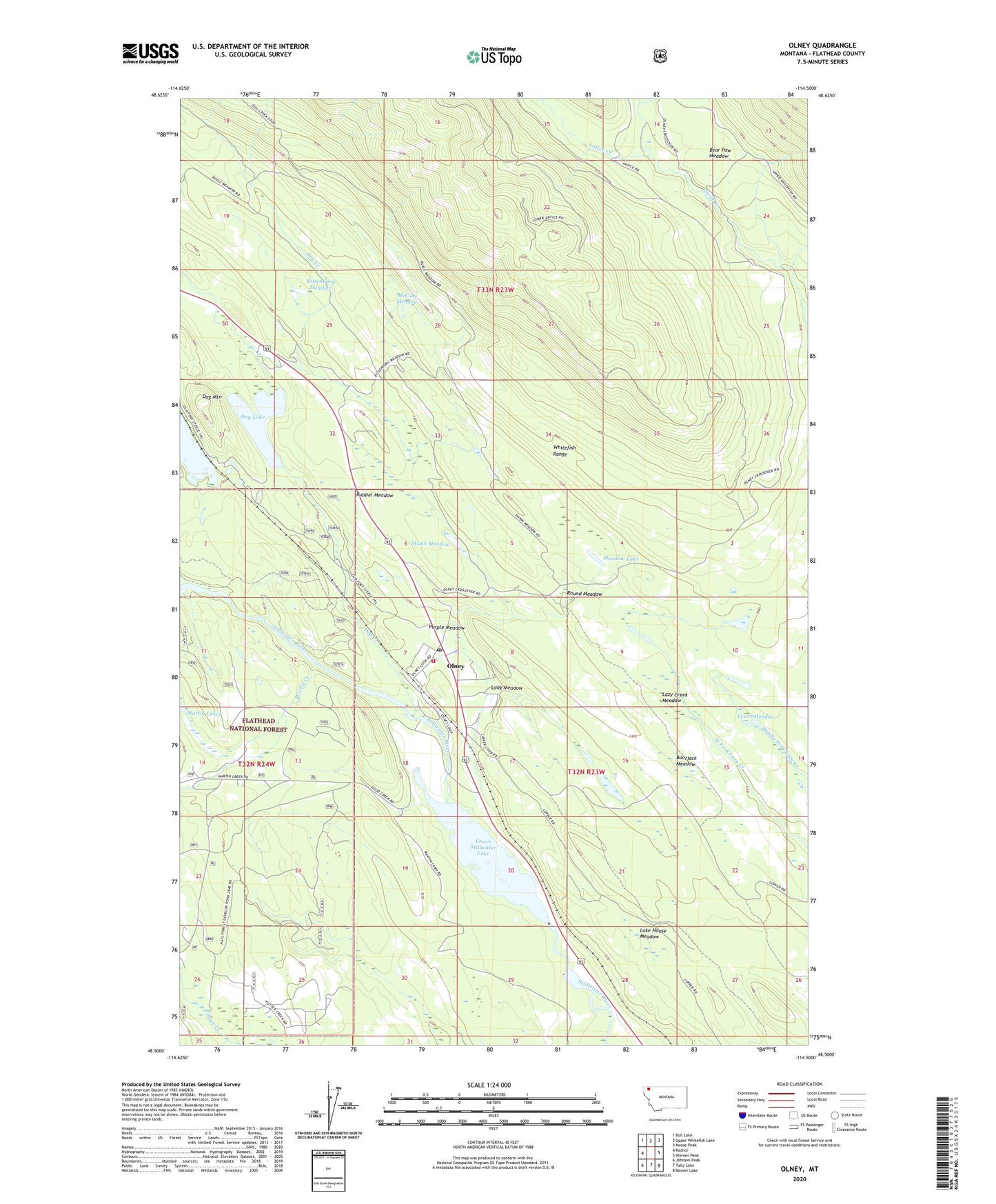 Olney Montana US Topo Map Image