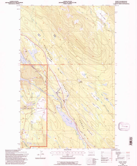 Classic USGS Olney Montana 7.5'x7.5' Topo Map Image