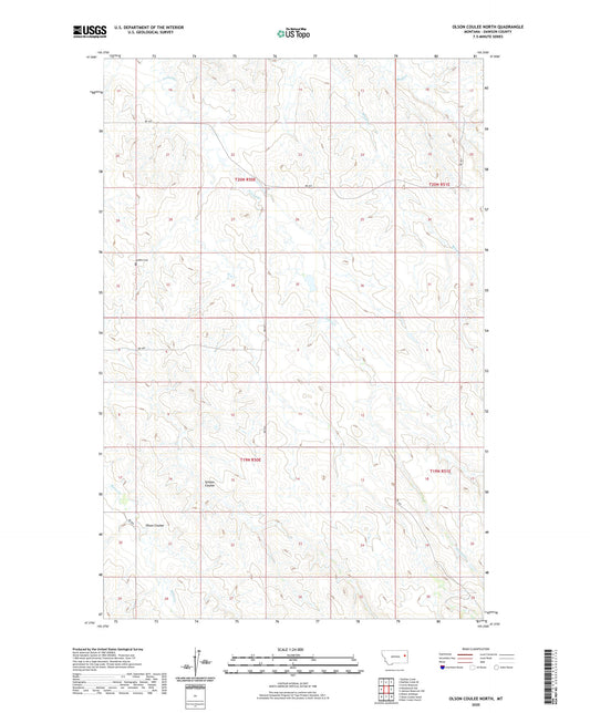 Olson Coulee North Montana US Topo Map Image