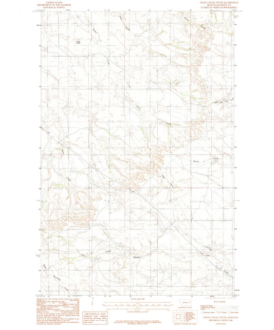 Classic USGS Olson Coulee South Montana 7.5'x7.5' Topo Map Image
