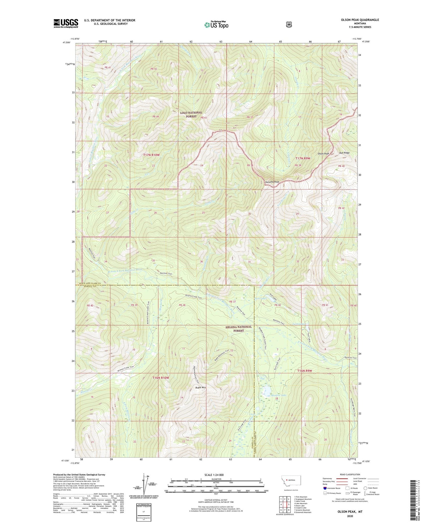 Olson Peak Montana US Topo Map Image