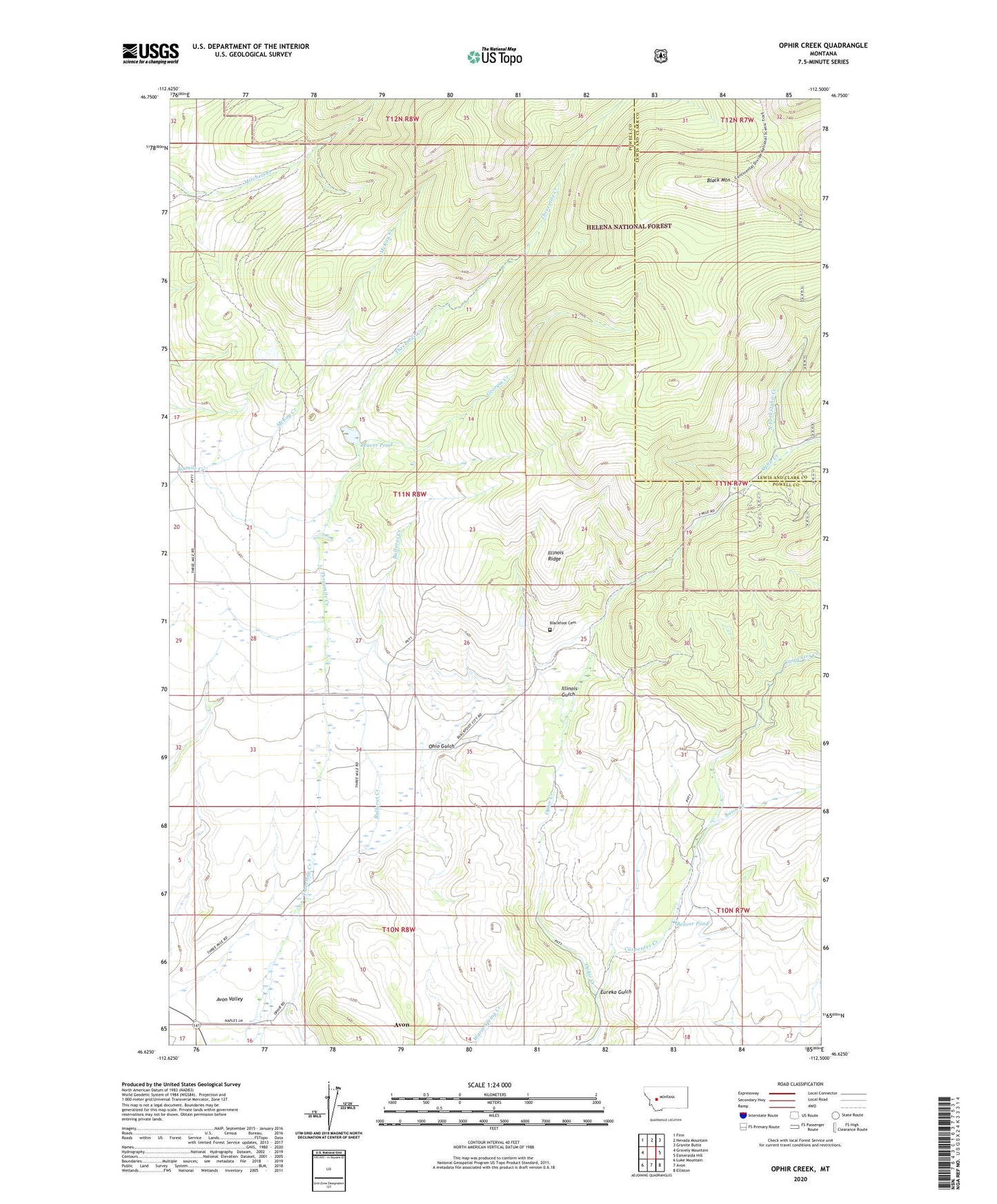 Ophir Creek Montana US Topo Map Image