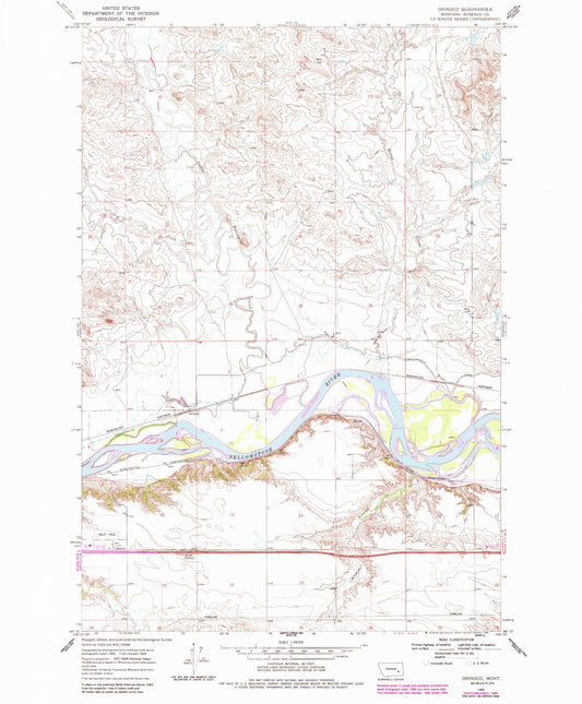Classic USGS Orinoco Montana 7.5'x7.5' Topo Map Image