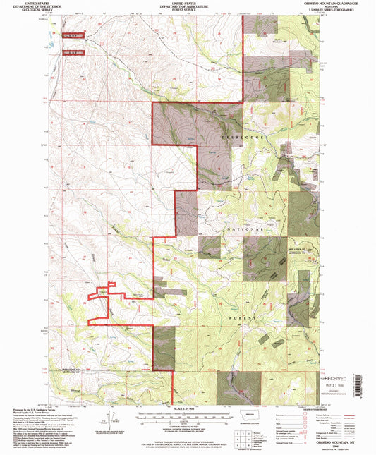 Classic USGS Orofino Mountain Montana 7.5'x7.5' Topo Map Image