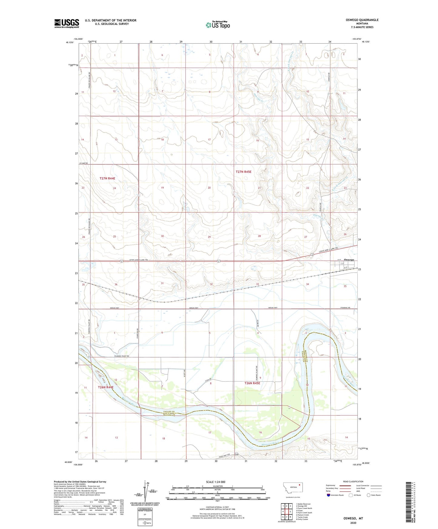 Oswego Montana US Topo Map Image