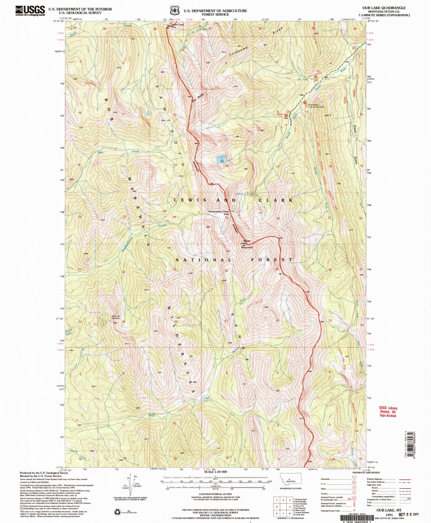 Classic USGS Our Lake Montana 7.5'x7.5' Topo Map Image