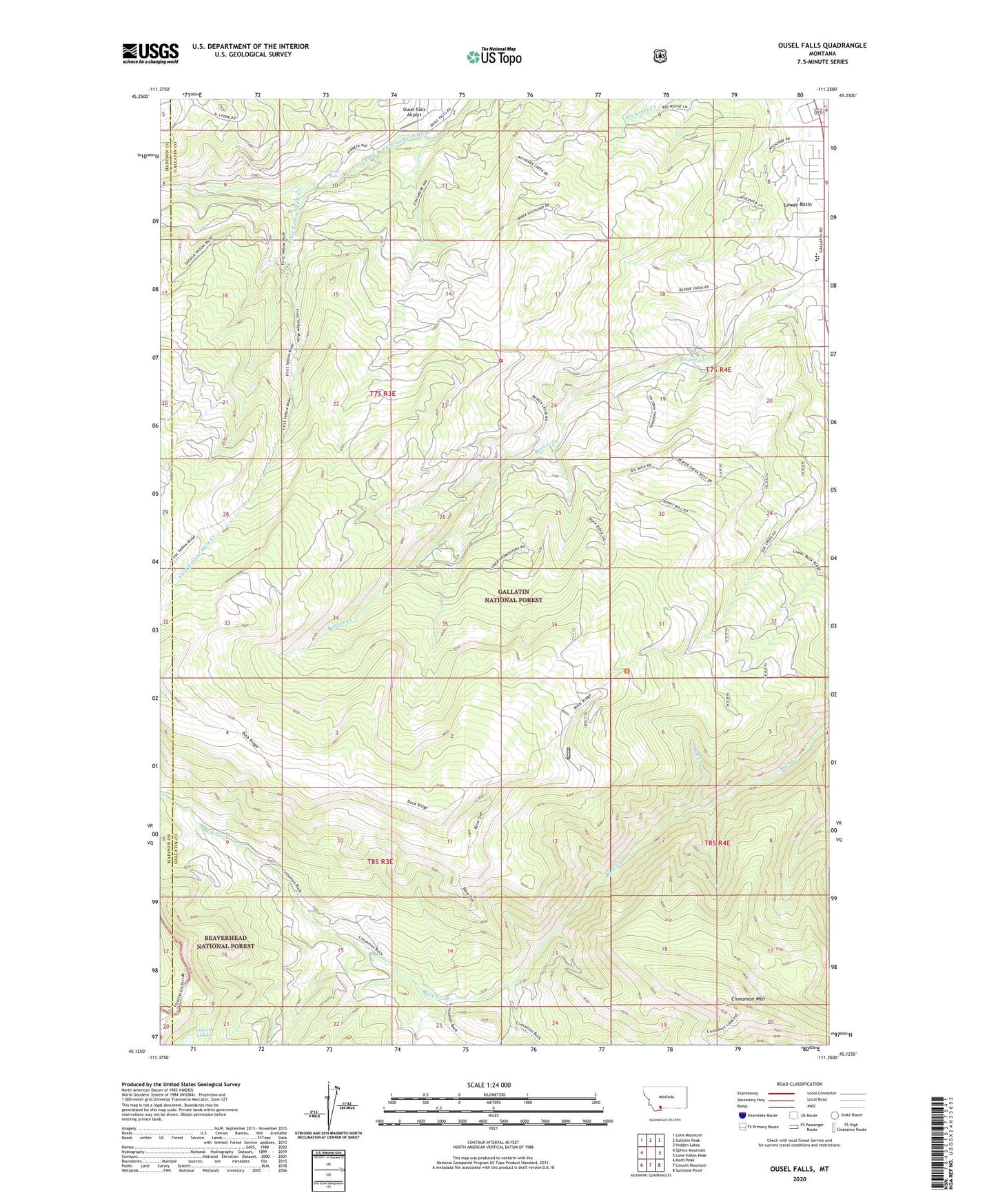 Ousel Falls Montana US Topo Map Image