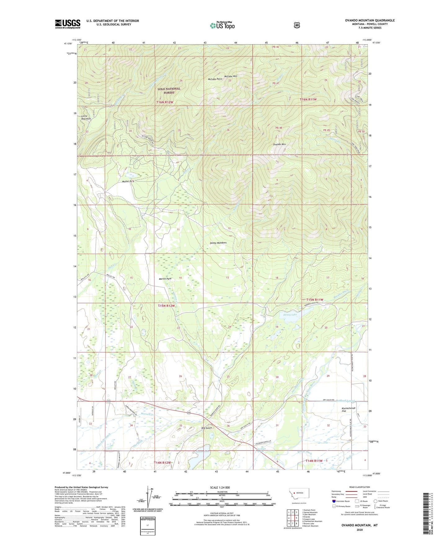 Ovando Mountain Montana US Topo Map Image