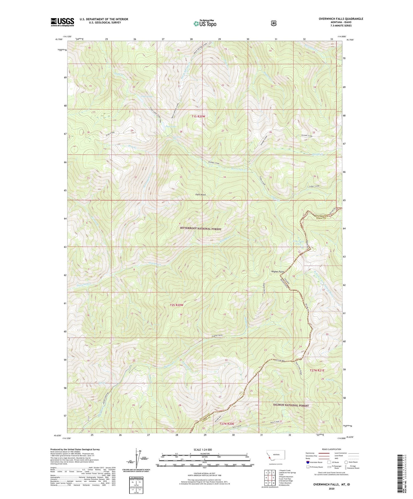 Overwhich Falls Montana US Topo Map Image