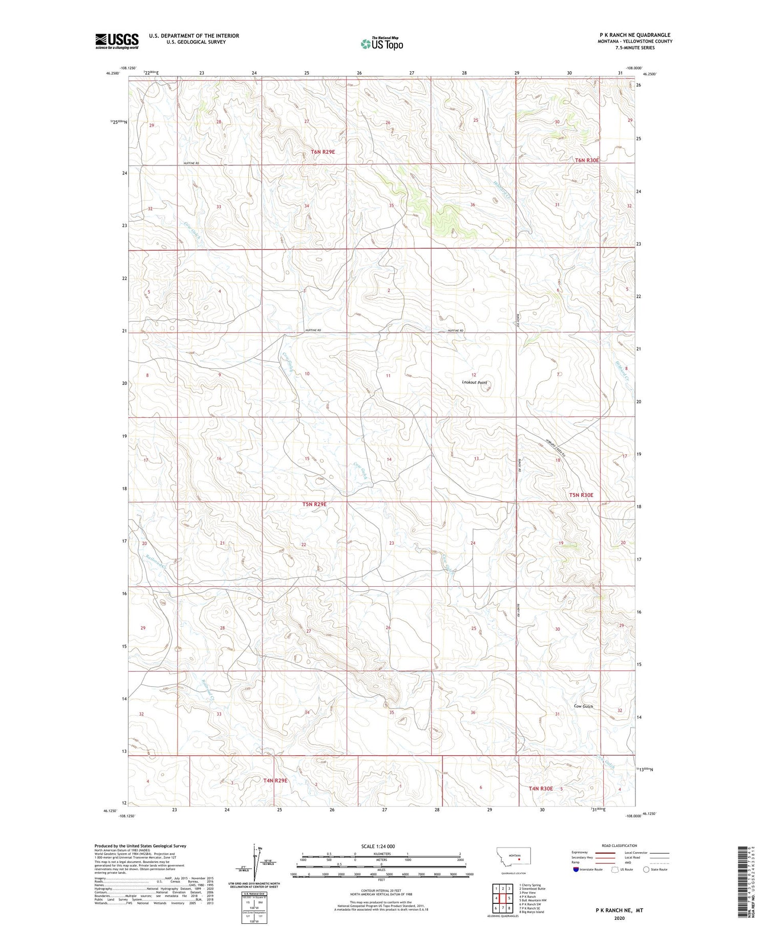 P K Ranch NE Montana US Topo Map Image
