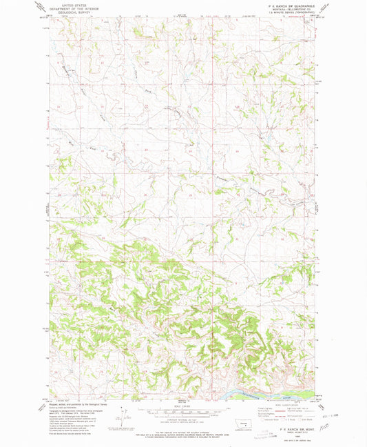 Classic USGS P K Ranch SW Montana 7.5'x7.5' Topo Map Image