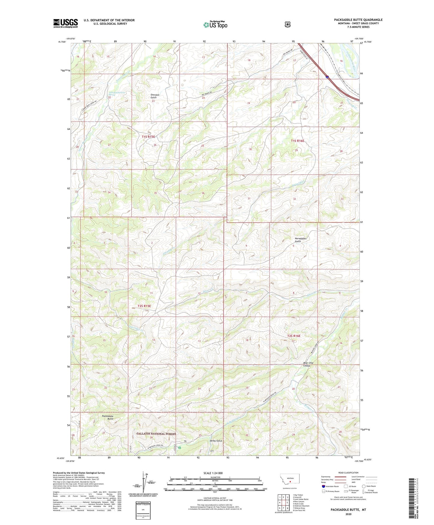 Packsaddle Butte Montana US Topo Map Image