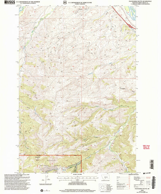 Classic USGS Packsaddle Butte Montana 7.5'x7.5' Topo Map Image