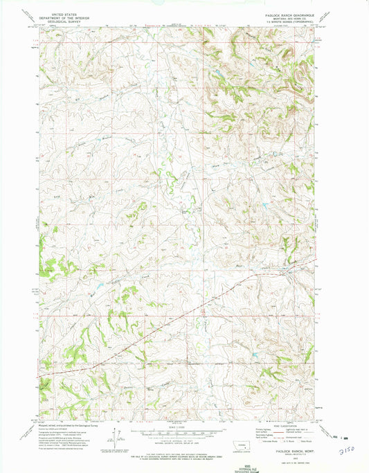 Classic USGS Padlock Ranch Montana 7.5'x7.5' Topo Map Image
