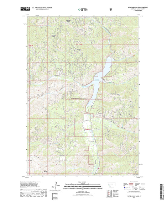 Painted Rocks Lake Montana US Topo Map Image