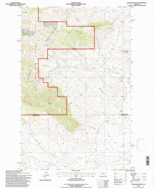 Classic USGS Palisade Butte Montana 7.5'x7.5' Topo Map Image