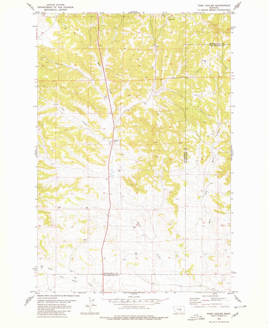 Classic USGS Park Coulee Montana 7.5'x7.5' Topo Map Image