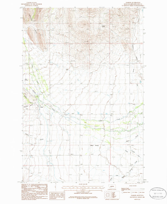 Classic USGS Parker Montana 7.5'x7.5' Topo Map Image