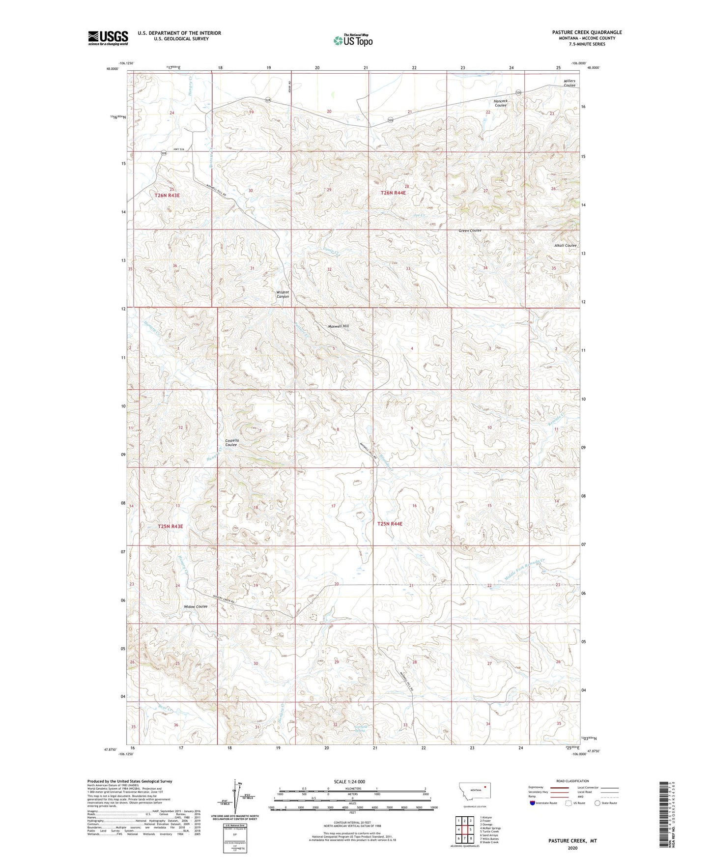 Pasture Creek Montana US Topo Map Image