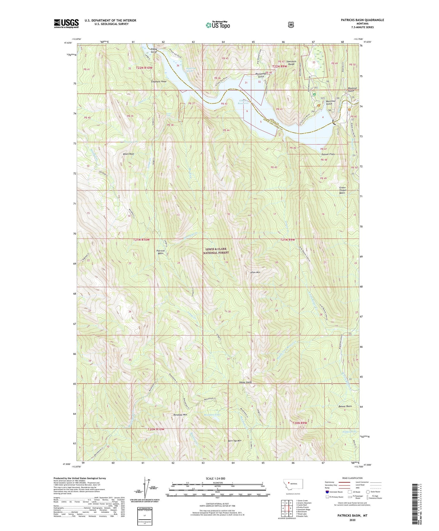 Patricks Basin Montana US Topo Map Image