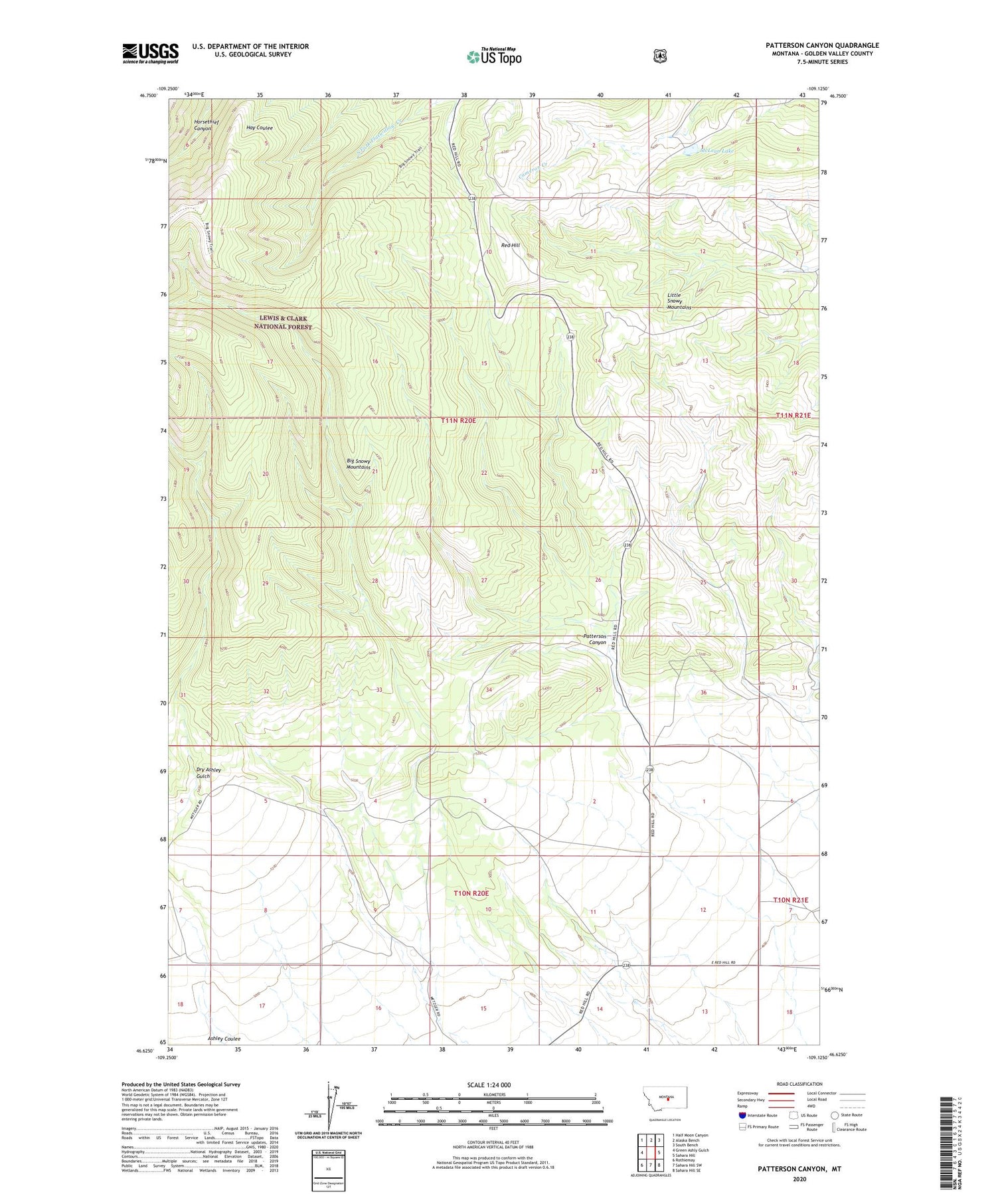 Patterson Canyon Montana US Topo Map Image