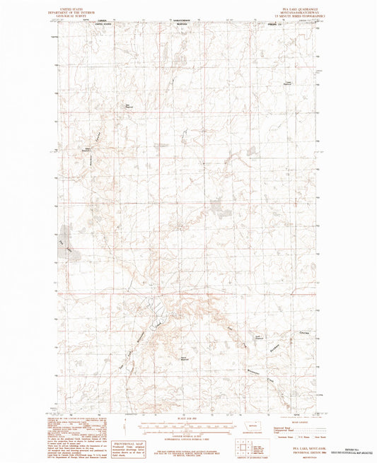 Classic USGS Pea Lake Montana 7.5'x7.5' Topo Map Image