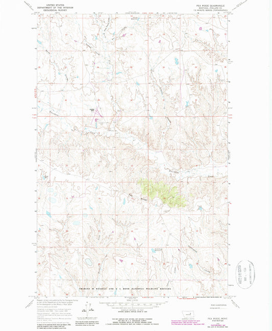 Classic USGS Pea Ridge Montana 7.5'x7.5' Topo Map Image
