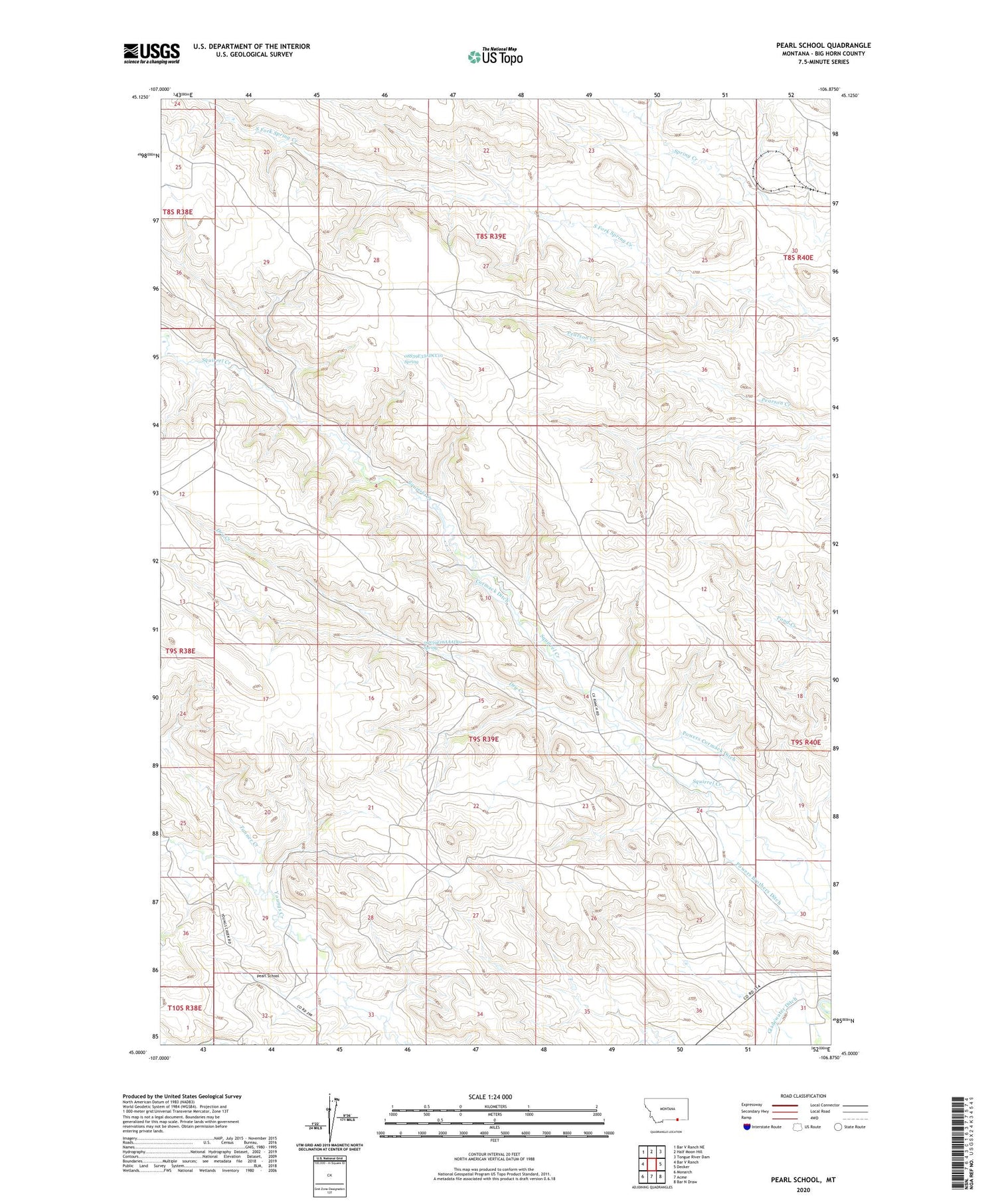 Pearl School Montana US Topo Map Image