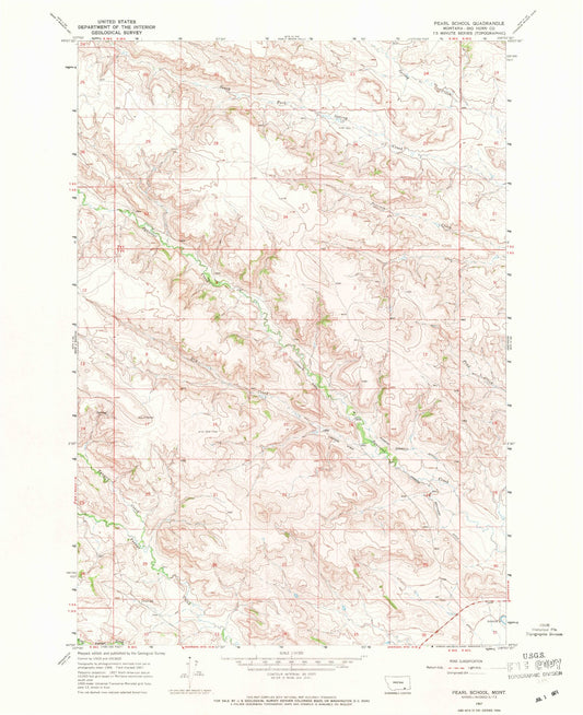 Classic USGS Pearl School Montana 7.5'x7.5' Topo Map Image
