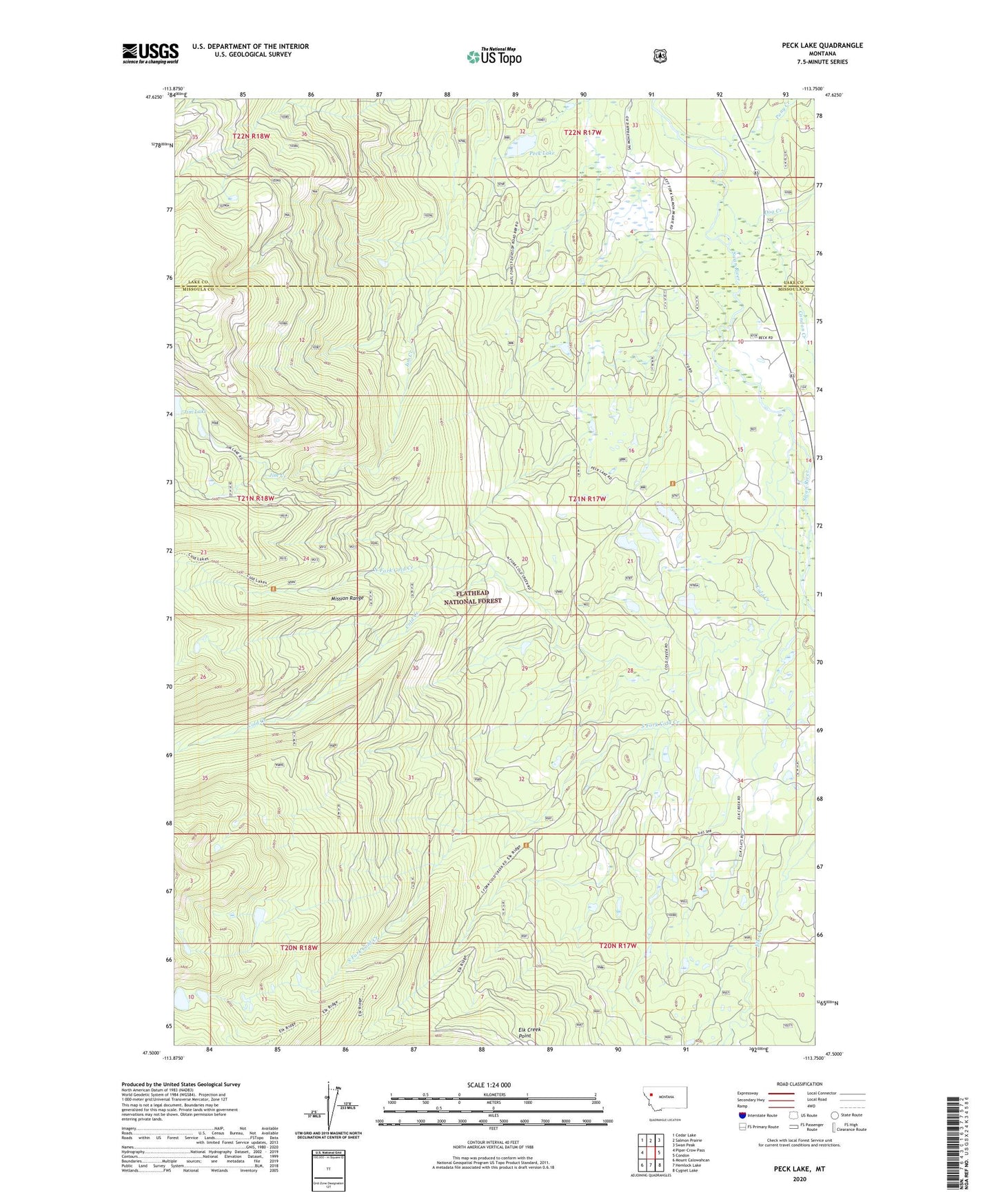 Peck Lake Montana US Topo Map Image