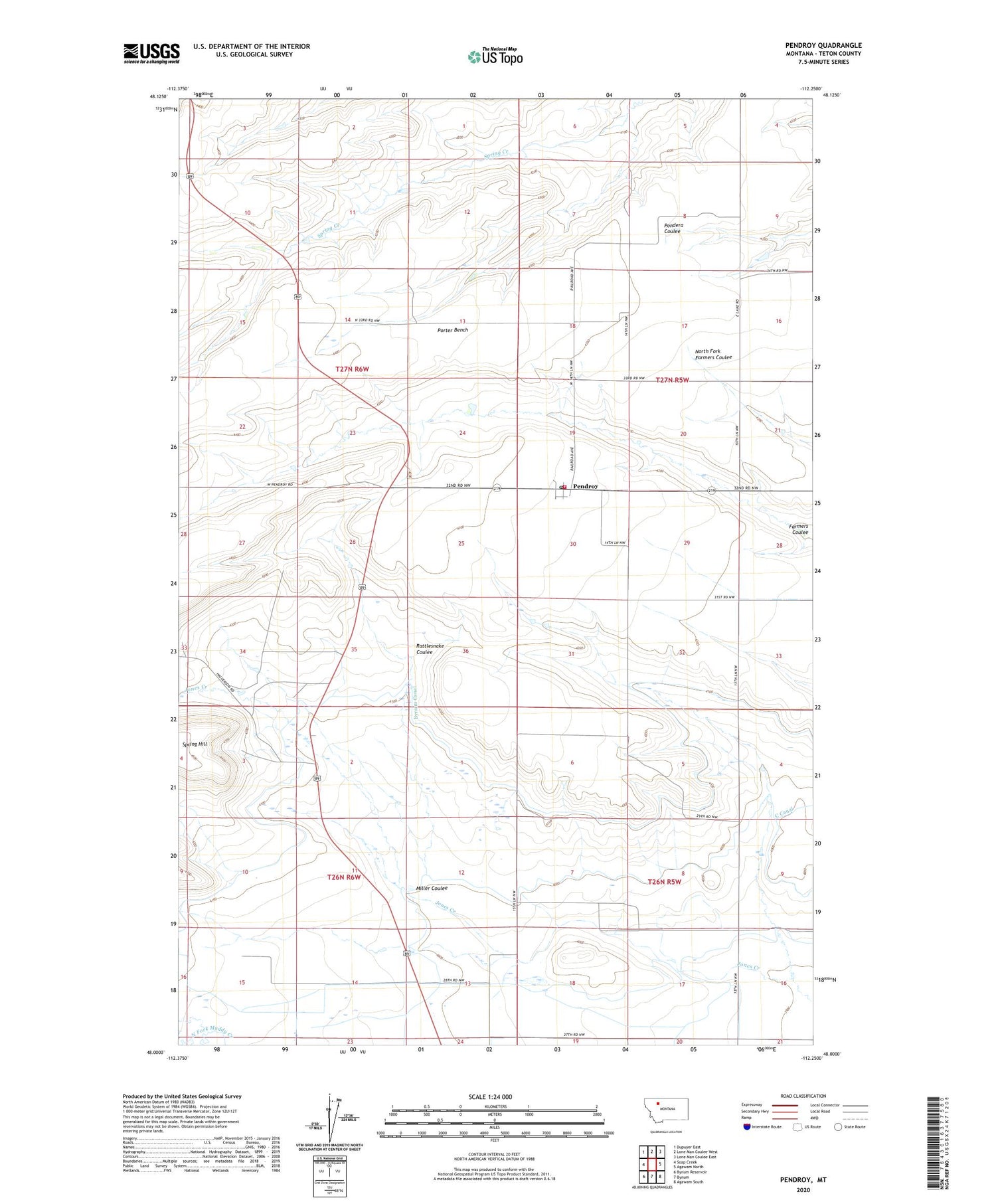 Pendroy Montana US Topo Map Image