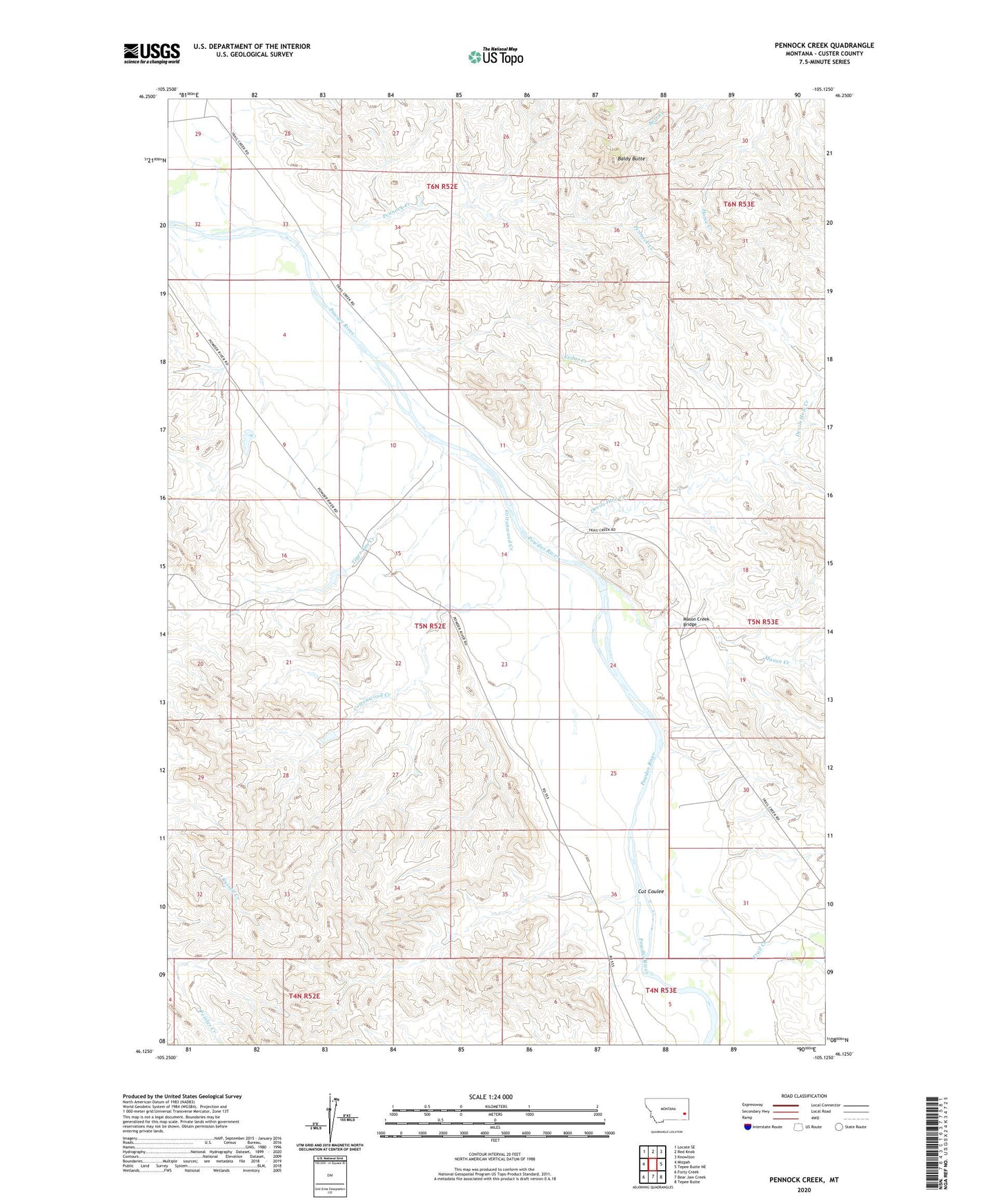 Pennock Creek Montana US Topo Map Image
