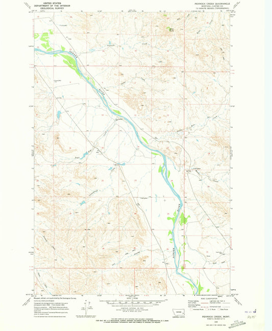 Classic USGS Pennock Creek Montana 7.5'x7.5' Topo Map Image