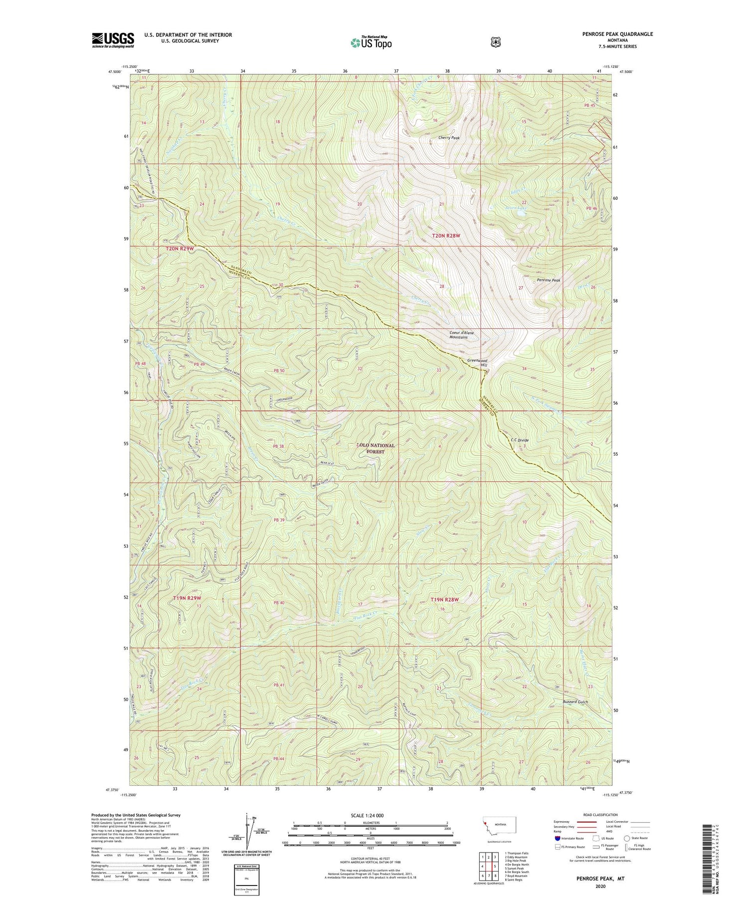 Penrose Peak Montana US Topo Map Image