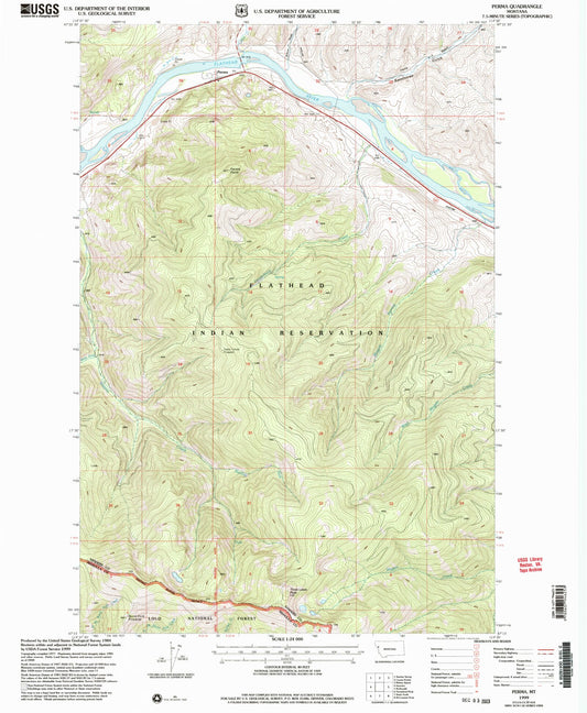 Classic USGS Perma Montana 7.5'x7.5' Topo Map Image