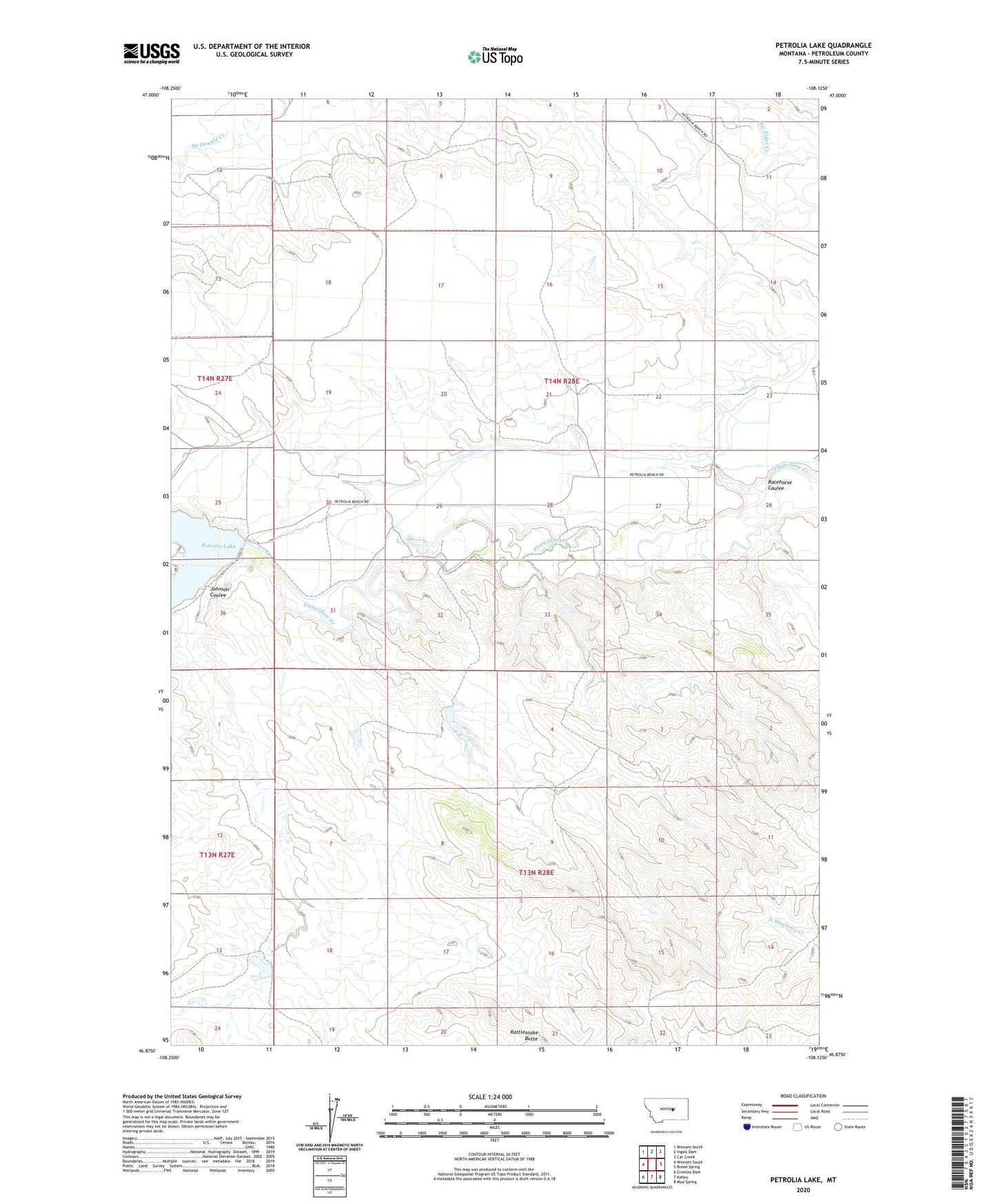 Petrolia Lake Montana US Topo Map Image