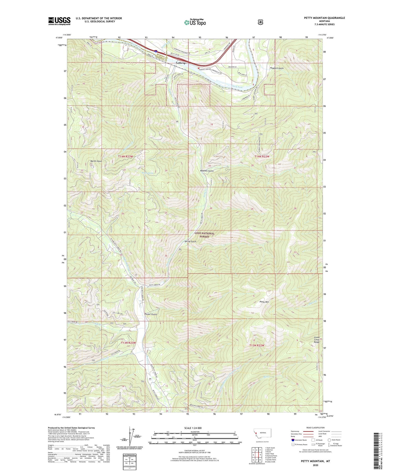 Petty Mountain Montana US Topo Map Image